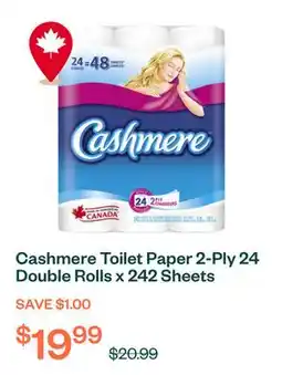 Voilà Cashmere Toilet Paper 2-Ply 24 Double Rolls x 242 Sheets offer