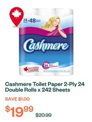 Voilà Cashmere Toilet Paper 2-Ply 24 Double Rolls x 242 Sheets offer