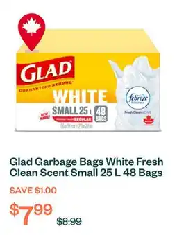 Voilà Glad Garbage Bags White Fresh Clean Scent Small 25 L 48 Bags offer