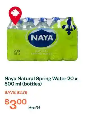 Voilà Naya Natural Spring Water 20 x 500 ml (bottles) offer