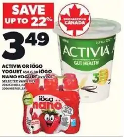 Loblaws Activia oriögo yogurt or iogo nano yogurt offer