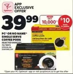 Loblaws PC or no name single serve coffee pods offer