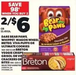 Loblaws Dare bear paws, whippet, wagon wheel meteo, viva puffs or ultimate cookies offer