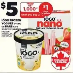Loblaws Iogo frozen yogurt or bars offer
