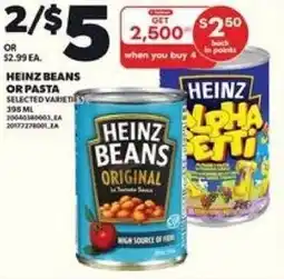 Loblaws Heinz beans or pasta offer