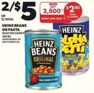 Loblaws Heinz beans or pasta offer