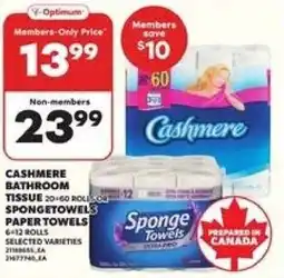 Loblaws Cashmere bathroom tissue or spongetowels paper towels offer