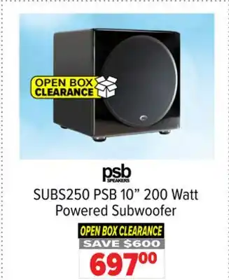 2001 Audio Video SUBS250 PSB 10 200 Watt Powered Subwoofer offer