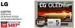2001 Audio Video LG 77 OLED evo AI G5 4K Smart TV 2025 with Supplied Wall Mount offer