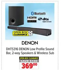 2001 Audio Video DHTS316 DENON Low Profile Sound Bar, 2-way Speakers & Wireless Sub offer