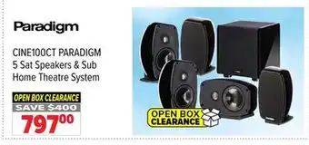 2001 Audio Video CINE100CT PARADIGM 5 Sat Speakers & Sub Home Theatre System offer