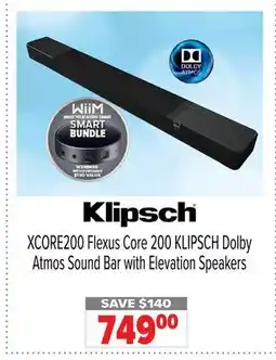 2001 Audio Video XCORE200 Flexus Core 200 KLIPSCH Dolby Atmos Sound Bar with Elevation Speakers offer