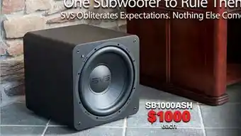 2001 Audio Video SB1000ASH One Subwoofer offer