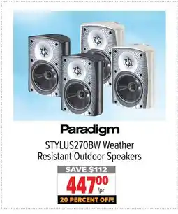 2001 Audio Video STYLUS270BW Weather Resistant Outdoor Speakers offer
