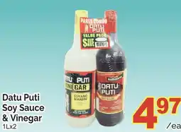 T&T Supermarket DATU PUTI SOY SAUCE & VINEGAR, 1Lx2 offer