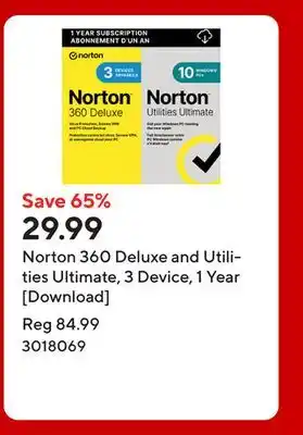 Staples Norton 360 Deluxe and Utilities Ultimate, 3 Device, 1 Year [Download] offer