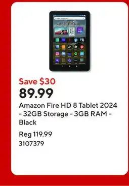 Staples Amazon Fire HD 8 Tablet 2024 - 32GB Storage - 3GB RAM - Black offer