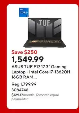Staples ASUS TUF F17 17.3 Gaming Laptop - Intel Core i7-13620H 16GB RAM 1TB SSD Win 11 Home offer