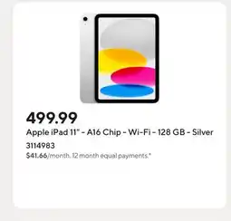 Staples Apple iPad 11 - A16 Chip - Wi-Fi - 128 GB - Silver offer