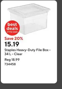 Staples Staples Heavy-Duty File Box - 34 L - Clear offer