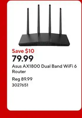 Staples Asus AX1800 Dual Band WiFi 6 Router offer