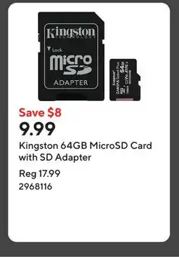 Staples Kingston 64GB MicroSD Card with SD Adapter offer