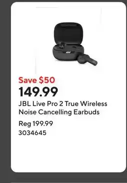 Staples JBL Live Pro 2 True Wireless Noise Cancelling Earbuds offer