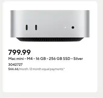 Staples Mac mini - M4 - 16 GB - 256 GB SSD - Silver offer