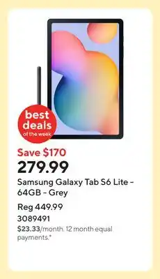 Staples Samsung Galaxy Tab S6 Lite - 64GB - Grey offer