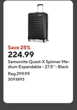 Staples Samsonite Quest-X Spinner Medium Expandable - 27.5 - Black offer