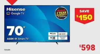 Visions Electronics A68N 4K Smart TV 70 offer