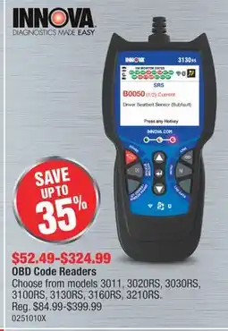 PartSource Innova OBD Code Readers offer