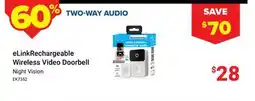 Visions Electronics eLinkRechargeable Wireless Video Doorbell offer