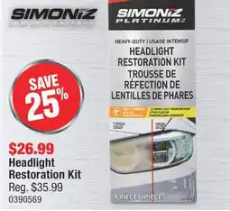 PartSource Simoniz Headlight Restoration Kit offer