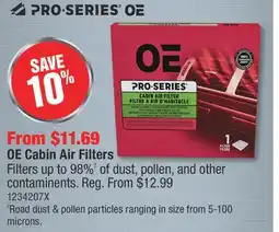 PartSource PRO SERIES OE Cabin Air Filters offer