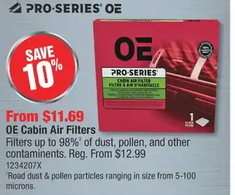 PartSource PRO SERIES OE Cabin Air Filters offer