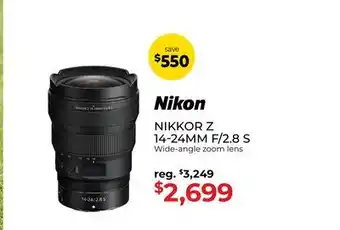 Gosselin Photo Nikon NIKKOR Z 14-24MM F/2.8 S Wide-angle zoom lens offer