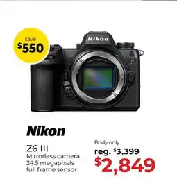 Gosselin Photo Nikon Z6 III Mirrorless camera 24.5 megapixels full frame sensor offer