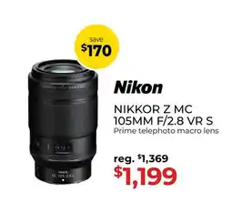Gosselin Photo Nikon NIKKOR Z MC 105MM F/2.8 VR S Prime telephoto macro lens offer