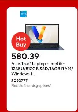 Staples Asus 15.6 Laptop - Intel i5-1235U/512GB SSD/16GB RAM/Windows 11 offer