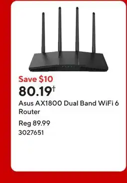 Staples Asus AX1800 Dual Band WiFi 6 Router offer