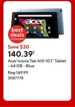 Staples Acer Iconia Tab A10 10.1 Tablet - 64 GB - Blue offer