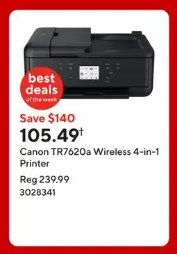 Staples Canon TR7620a Wireless 4-in-1 Printer offer