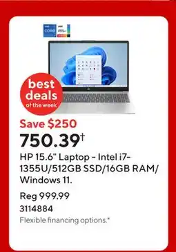 Staples HP 15.6 Laptop - Intel i7-1355U/512GB SSD/16GB RAM/Windows 11 offer