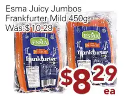 Ample Food Market Esma Juicy Jumbos Frankfurter Mild offer