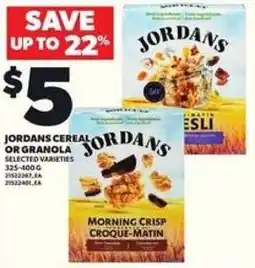 Loblaws Jordans cereal or granola offer