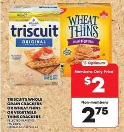 Loblaws Triscuits whole grain crackers or wheat thins or vegetable thins crackers offer