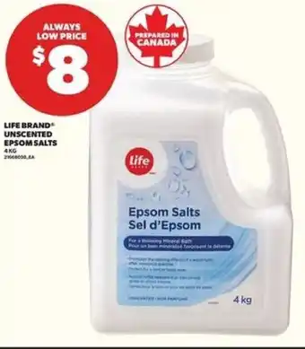 Loblaws Life brand unscented epsom salts offer