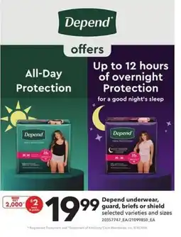 Loblaws Depend underwear, guard, briefs or shield offer