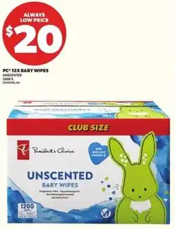 Loblaws PC 12x baby wipes offer